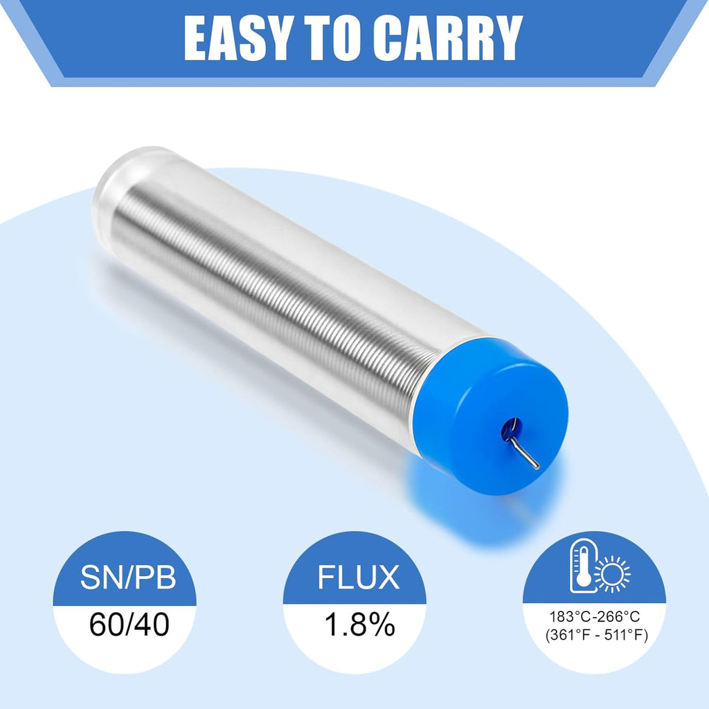60/40 Solder Wire, 4 PCS Rosin Core Solder, Soldering Wire for Stained Glass, Electrical Soldering, Components Repair (2P 0.8mm/12g and 2P 1mm /15g)
