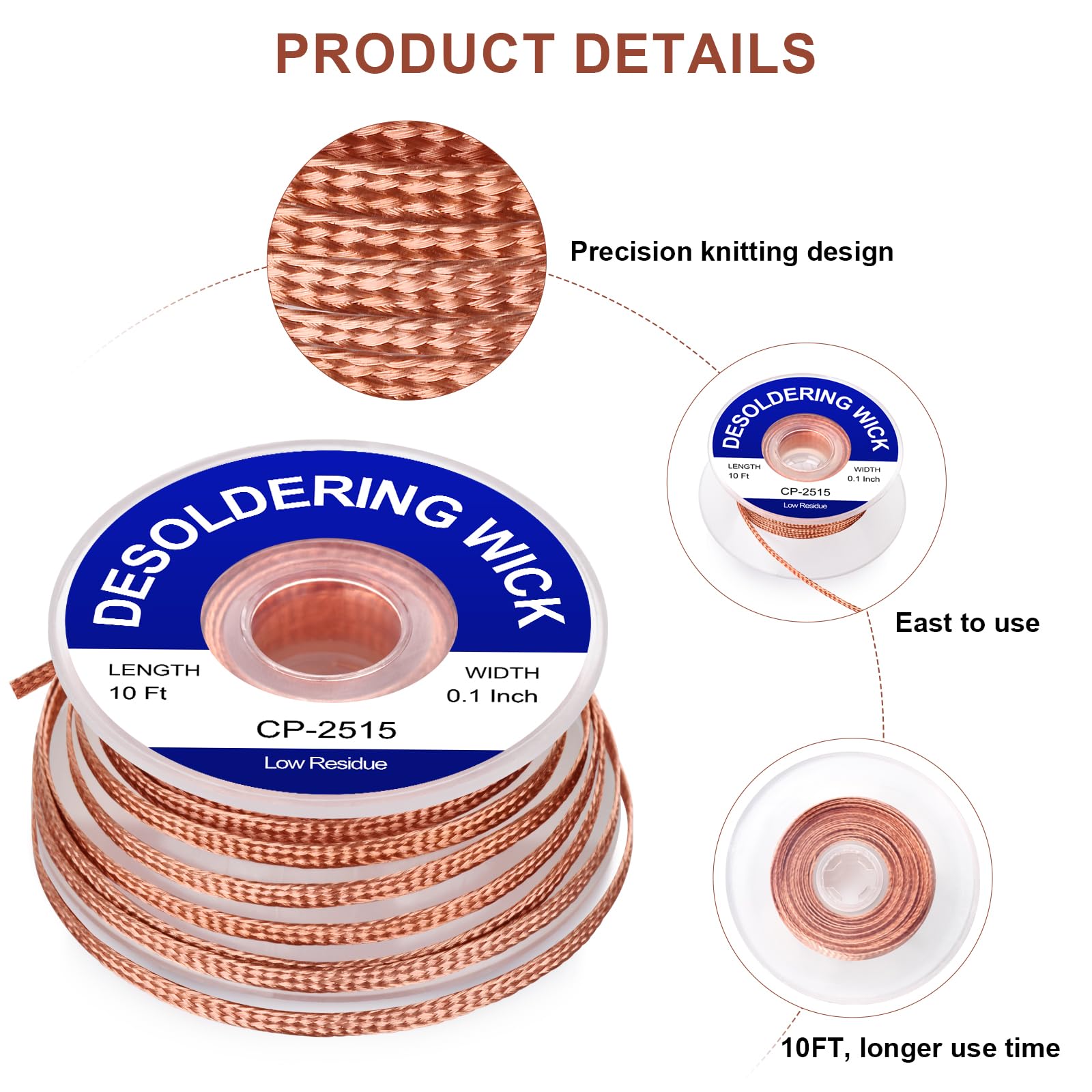 Solder Wick Braid And Solder Flux Paste, No Clean Soldering Flux(10cc) Soldering Remover Tool, 10ft Desoldering Wick Braid For Electronics Repair For Disassemble Electrical Components