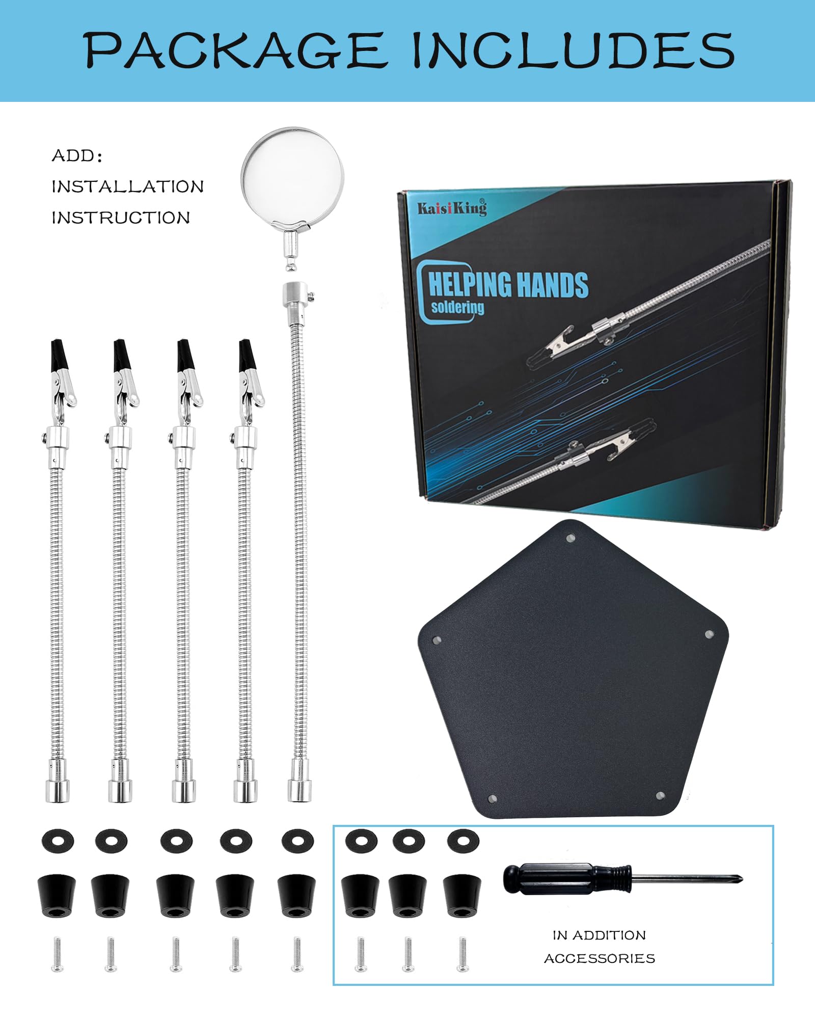 2-in-1 Helping Hands Soldering Kit, Helping Hands Soldering Station with Silicone Soldering Mat, 6 Flexible Metal Arms Third Hand Soldering Tool for Electronic Repair Soldering Assembly Jewelry Crafts