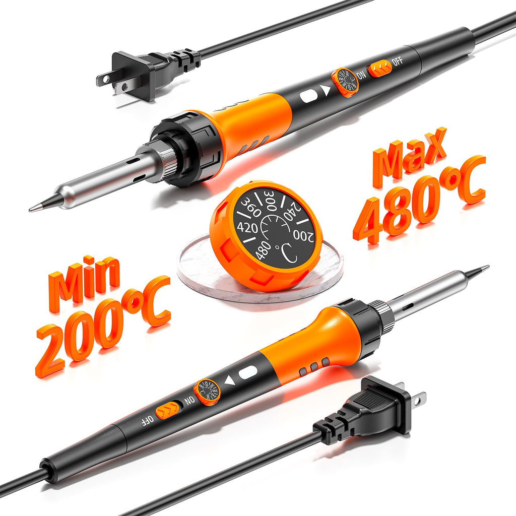 Soldering Iron Kit, 90W 110V LCD digital soldering gun，12-in-1 Soldering Iron Kit Tool，Temperature adjustable from 180-480°C，5 soldering tips，soldering wire，soldering paste，soldering pump