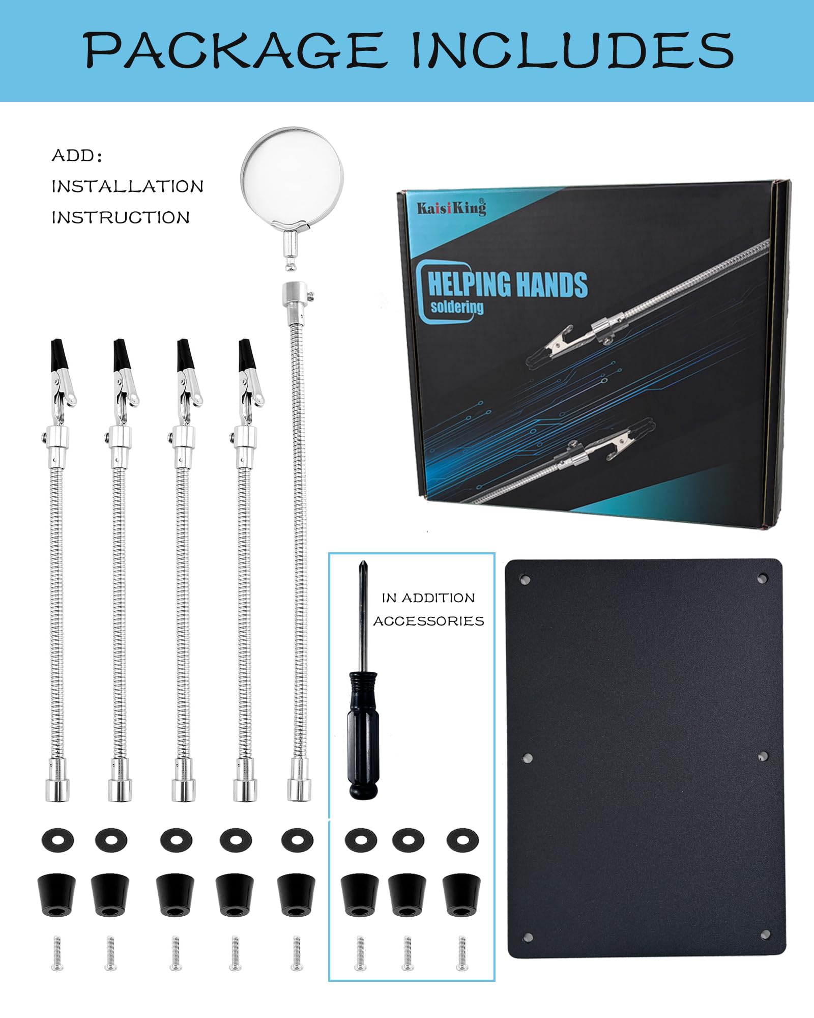 2-in-1 Helping Hands Soldering Kit, Helping Hands Soldering Station with Silicone Soldering Mat, 6 Flexible Metal Arms Third Hand Soldering Tool for Electronic Repair Soldering Assembly Jewelry Crafts