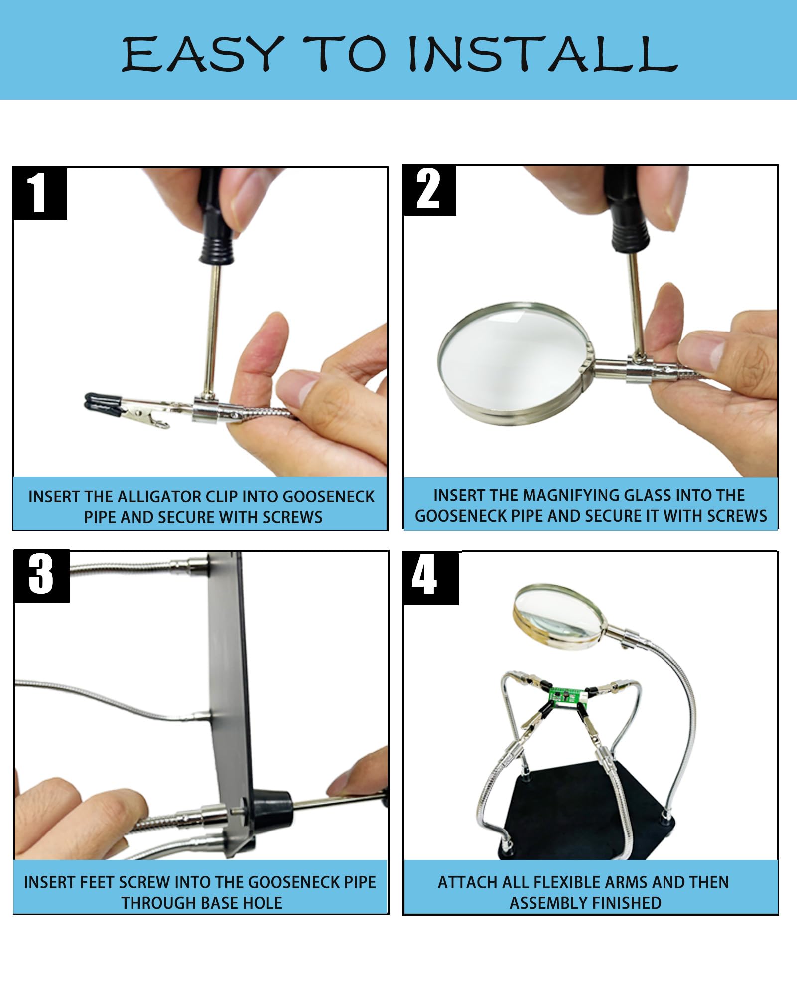 2-in-1 Helping Hands Soldering Kit, Helping Hands Soldering Station with Silicone Soldering Mat, 6 Flexible Metal Arms Third Hand Soldering Tool for Electronic Repair Soldering Assembly Jewelry Crafts