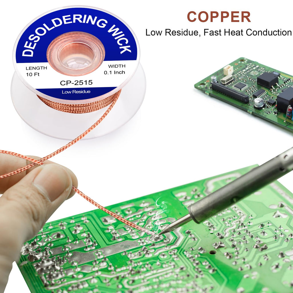 Solder Wick Braid And Solder Flux Paste, No Clean Soldering Flux(10cc) Soldering Remover Tool, 10ft Desoldering Wick Braid For Electronics Repair For Disassemble Electrical Components