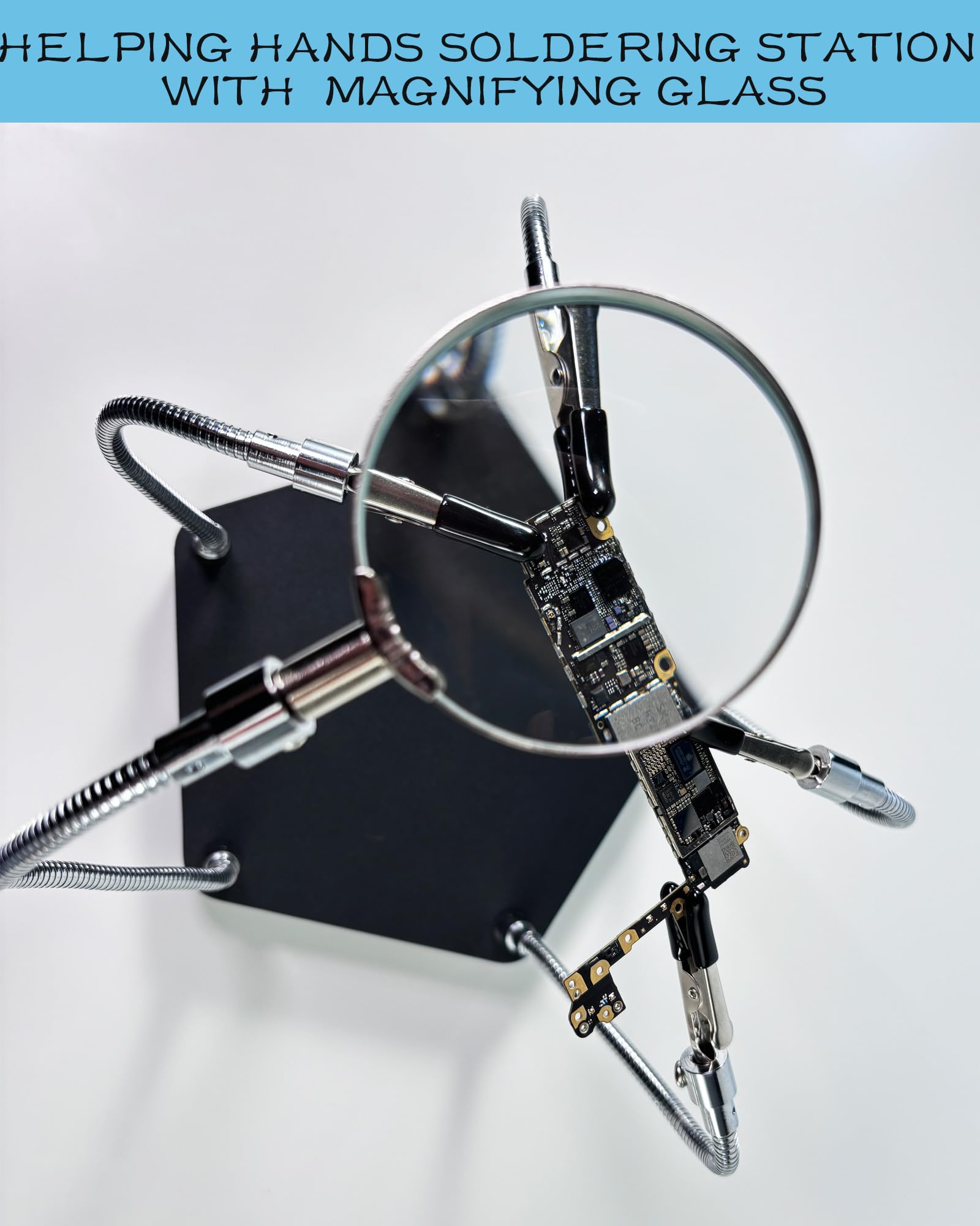 2-in-1 Helping Hands Soldering Kit, Helping Hands Soldering Station with Silicone Soldering Mat, 6 Flexible Metal Arms Third Hand Soldering Tool for Electronic Repair Soldering Assembly Jewelry Crafts