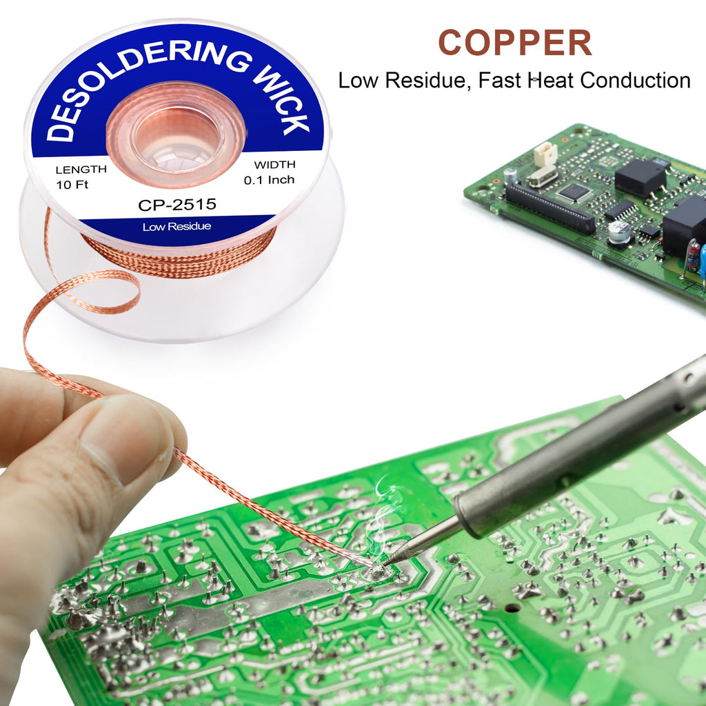 Solder Wick Braid And Solder Flux Paste, No Clean Soldering Flux(10cc) Soldering Remover Tool, 10ft Desoldering Wick Braid For Electronics Repair For Disassemble Electrical Components