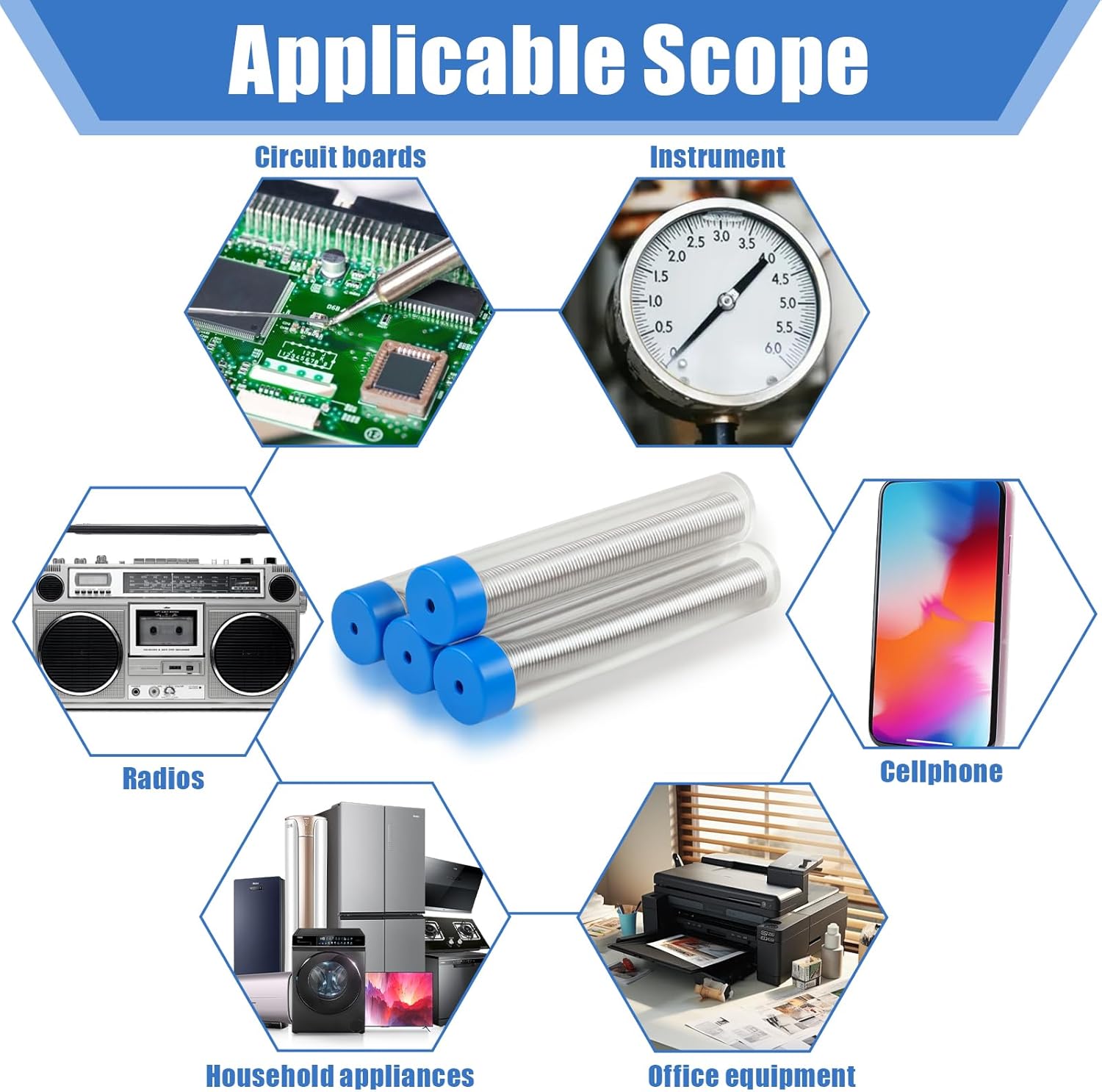 60/40 Solder Wire, 4 PCS Rosin Core Solder, Soldering Wire for Stained Glass, Electrical Soldering, Components Repair (2P 0.8mm/12g and 2P 1mm /15g)