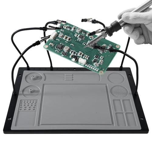 2-in-1 Helping Hands Soldering Kit, Helping Hands Soldering Station with Silicone Soldering Mat, 6 Flexible Metal Arms Third Hand Soldering Tool for Electronic Repair Soldering Assembly Jewelry Crafts