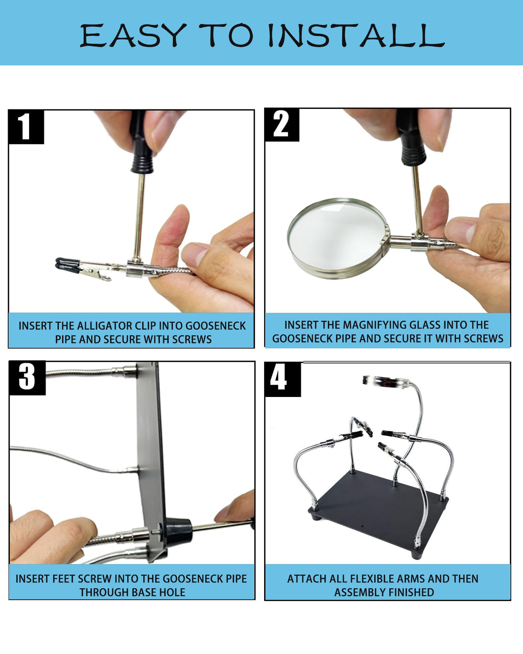 2-in-1 Helping Hands Soldering Kit, Helping Hands Soldering Station with Silicone Soldering Mat, 6 Flexible Metal Arms Third Hand Soldering Tool for Electronic Repair Soldering Assembly Jewelry Crafts