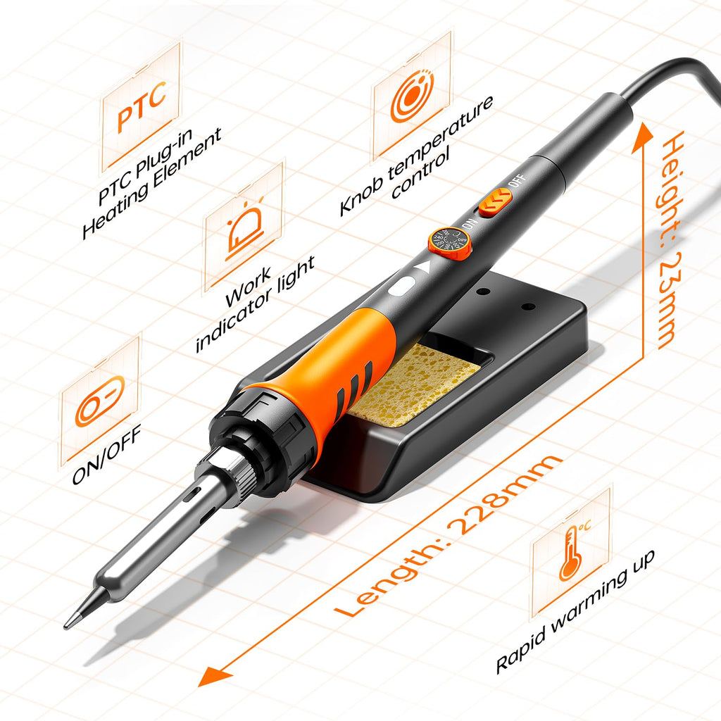 Soldering Iron Kit, 90W 110V LCD digital soldering gun，12-in-1 Soldering Iron Kit Tool，Temperature adjustable from 180-480°C，5 soldering tips，soldering wire，soldering paste，soldering pump