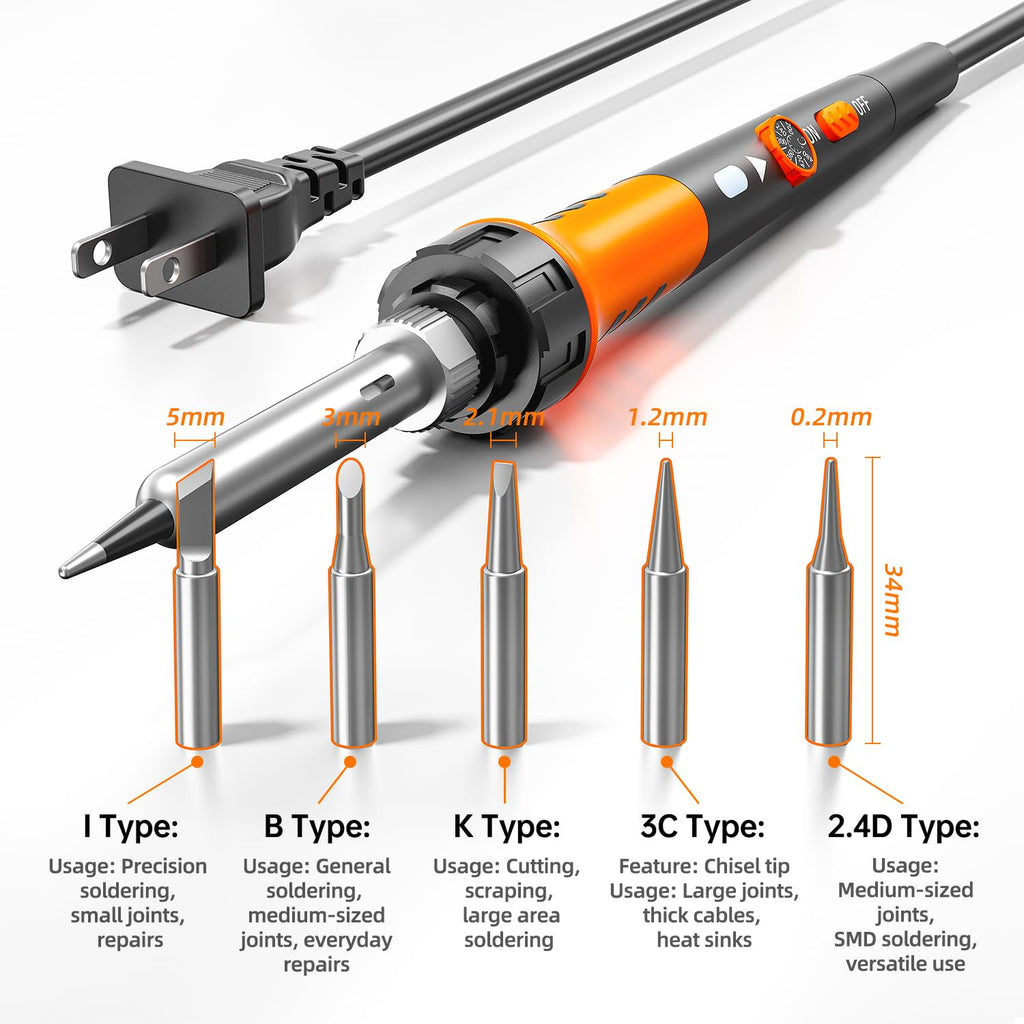 Soldering Iron Kit, 90W 110V LCD digital soldering gun，12-in-1 Soldering Iron Kit Tool，Temperature adjustable from 180-480°C，5 soldering tips，soldering wire，soldering paste，soldering pump